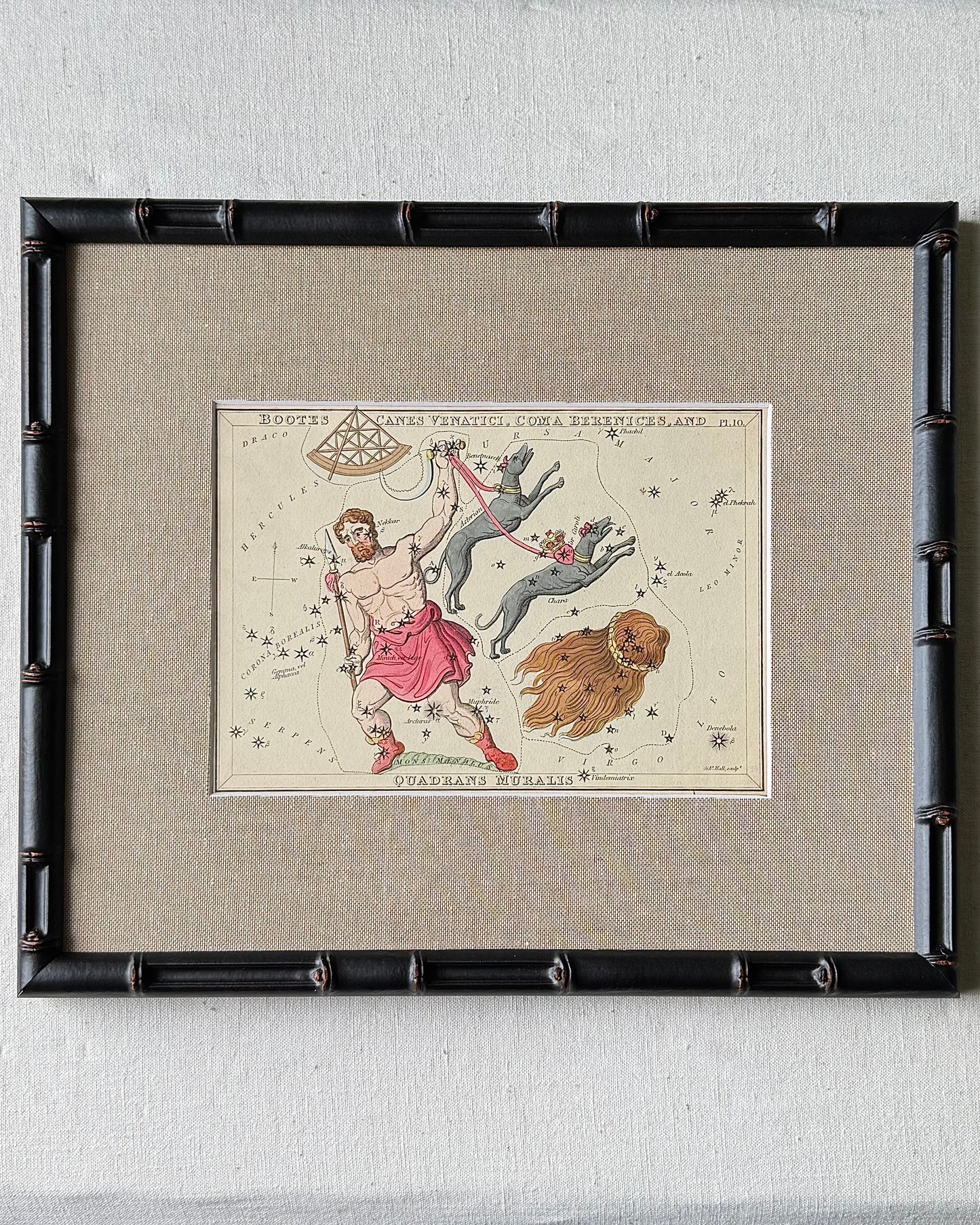 Antique Hand-Painted Constellation Print ‘Urania’s Mirror’ by Sidney Hall c. 1825
