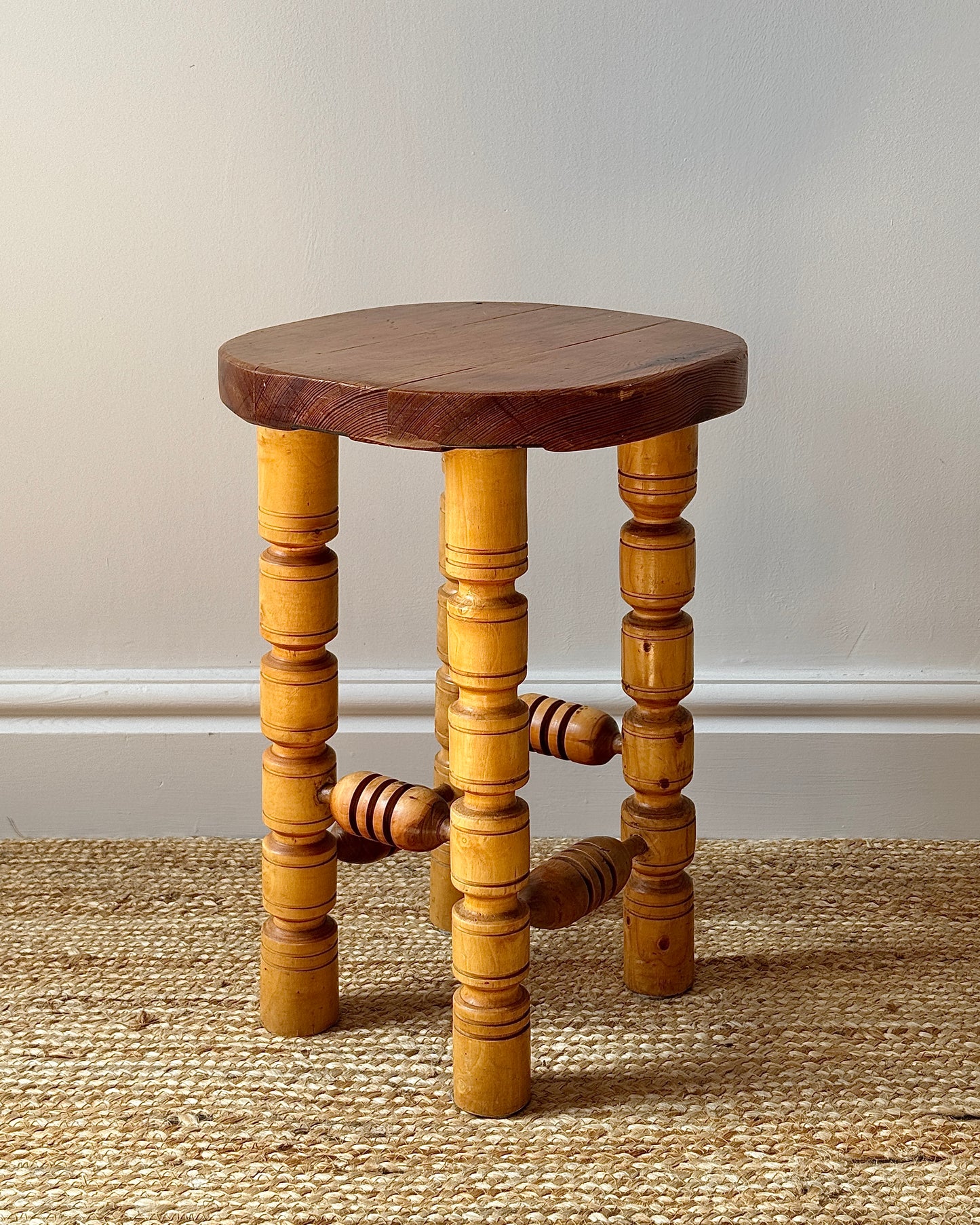 Pine & Beech Turned Stool