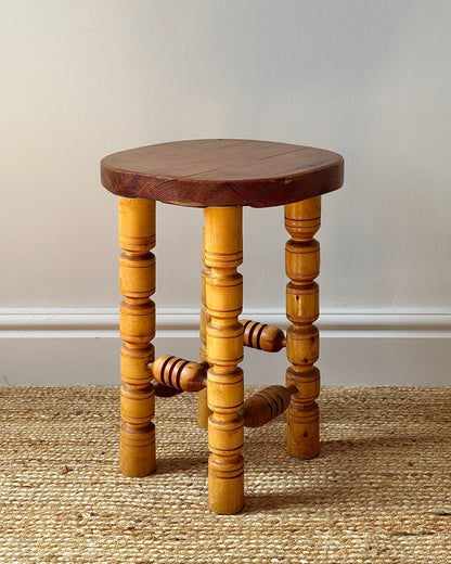 Pine & Beech Turned Stool