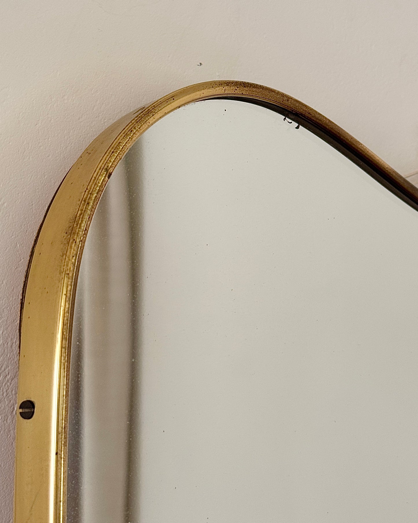 Large Italian Brass Shield Mirror, c.1960