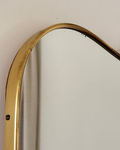 Large Italian Brass Shield Mirror, c.1960