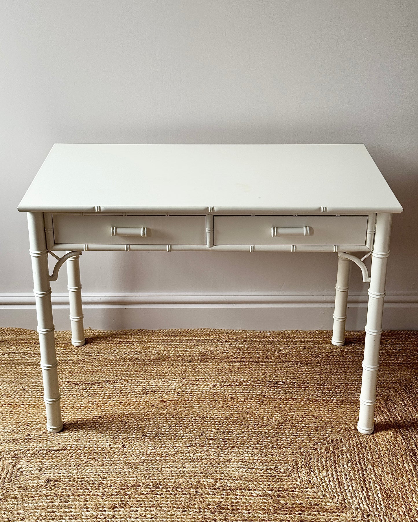 Faux Bamboo White Lacquered Dressing Table