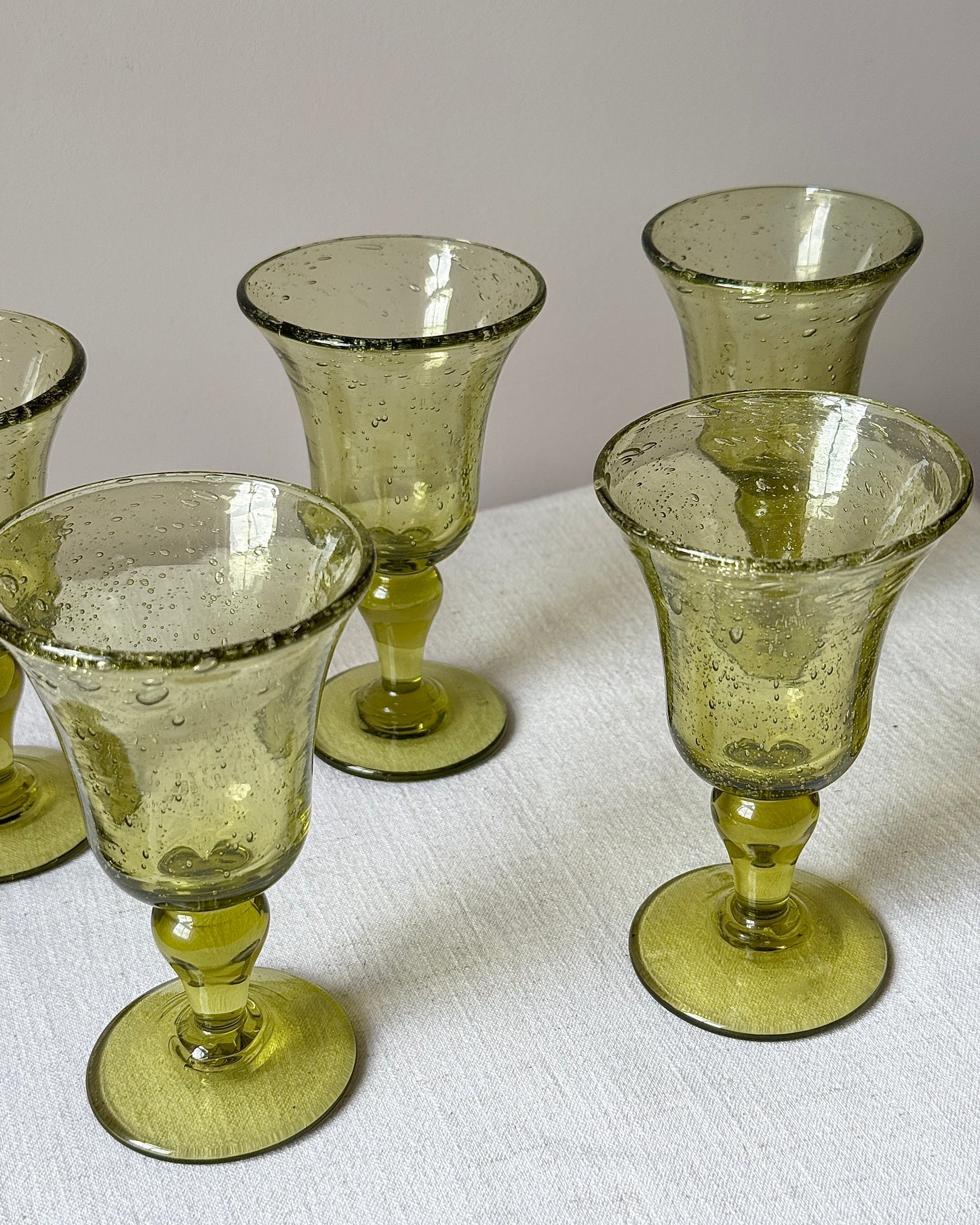 Set of 6 Biot Green Bubble Wine Glasses