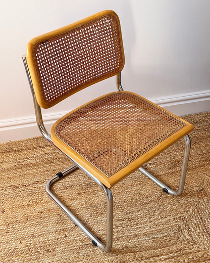 Italian Cantilever Chrome & Cane Chair in the Style of Marcel Breuer