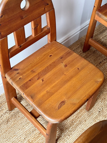 Set of 6 Pine Dining Chairs by Wasa Möbel Including Two Carvers, 1980s
