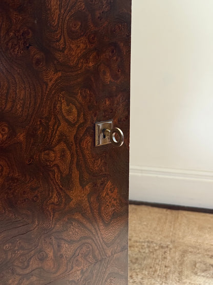 Large French Art Deco Walnut Burr Cabinet, c.1930s