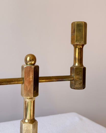 Swedish Brass Geometric Candelabra