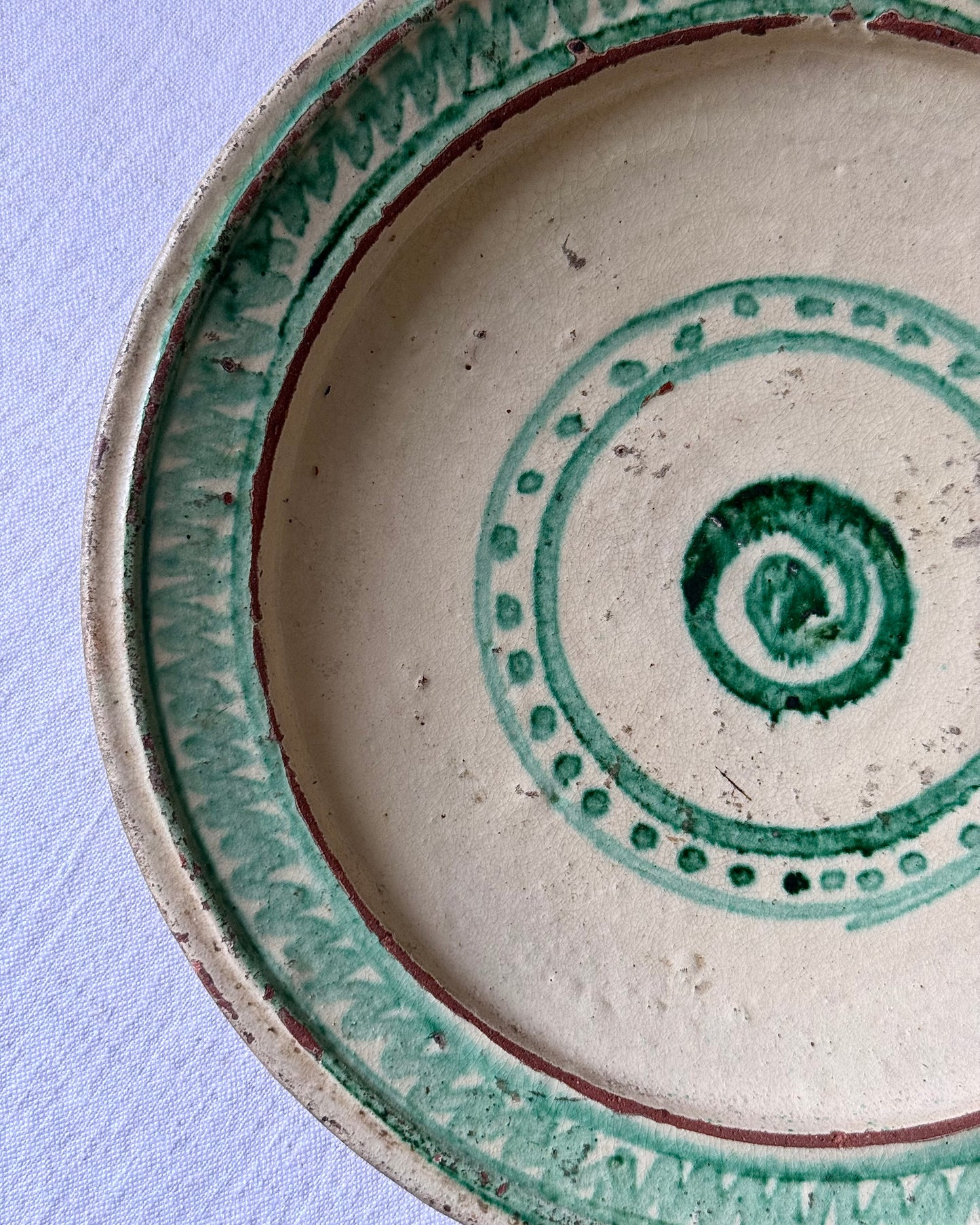 Early 20th Century Spanish Green Spiral Bowl