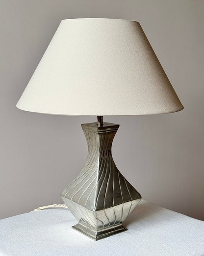 Twisted Pewter Table Lamp, signed De Campos - Club Sourced