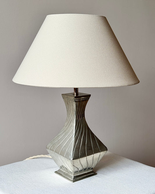 Twisted Pewter Table Lamp, signed De Campos
