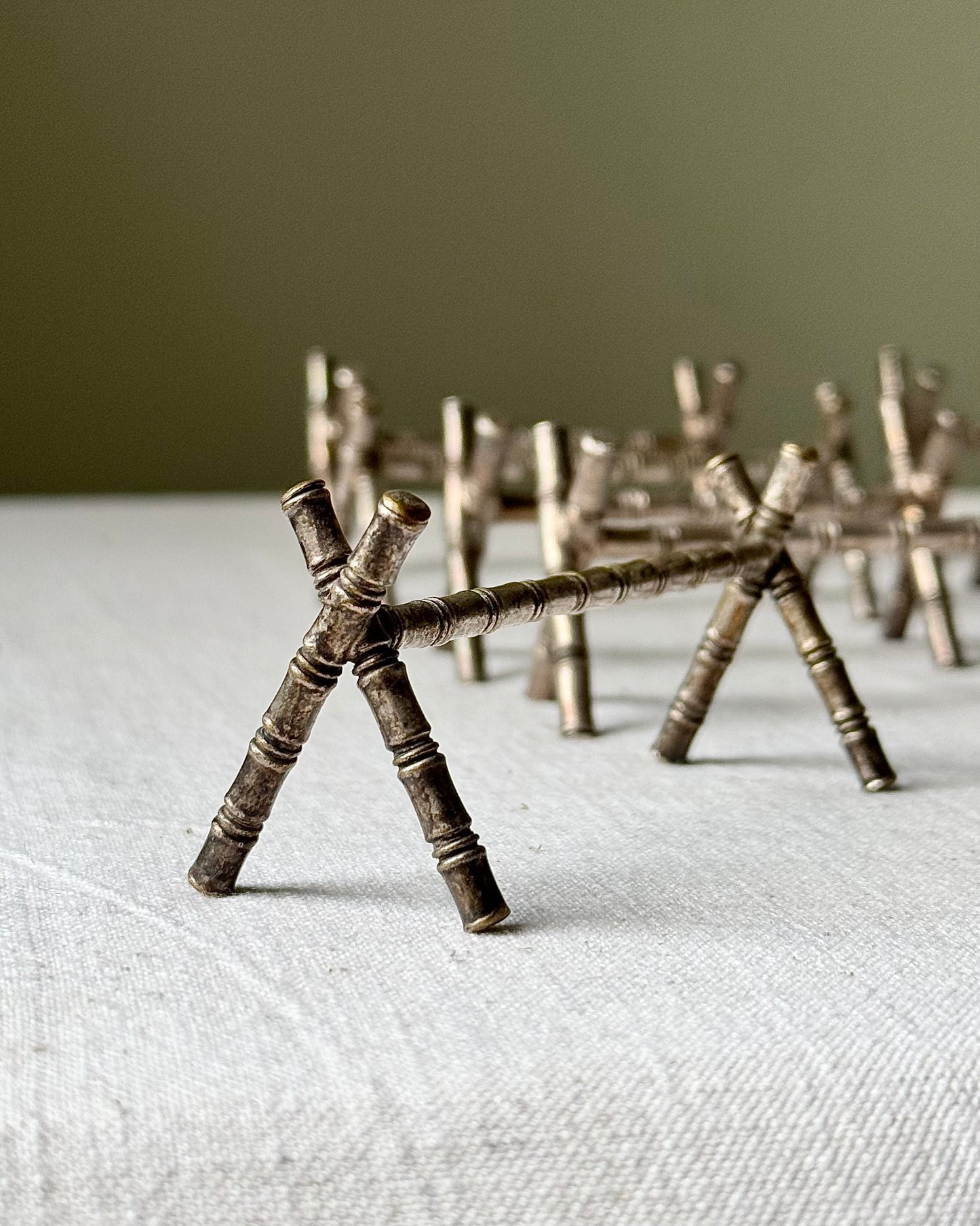 Set of 10 Silver Plated Bamboo Cutlery Rests