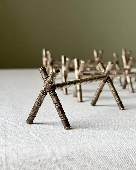 Set of 10 Silver Plated Bamboo Cutlery Rests