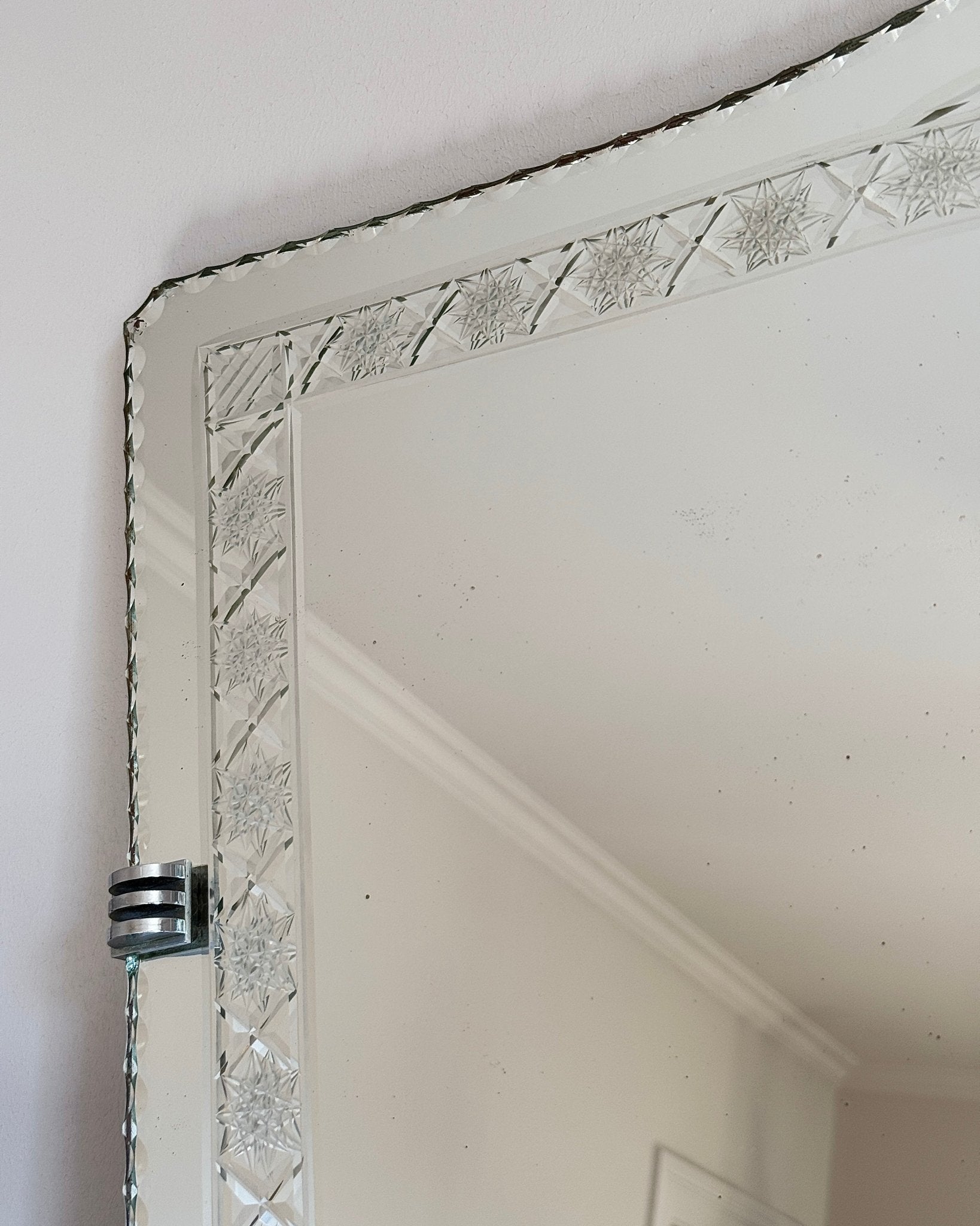 French Art Deco Star Etched Mirror - Club Sourced