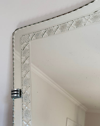 French Art Deco Star Etched Mirror - Club Sourced