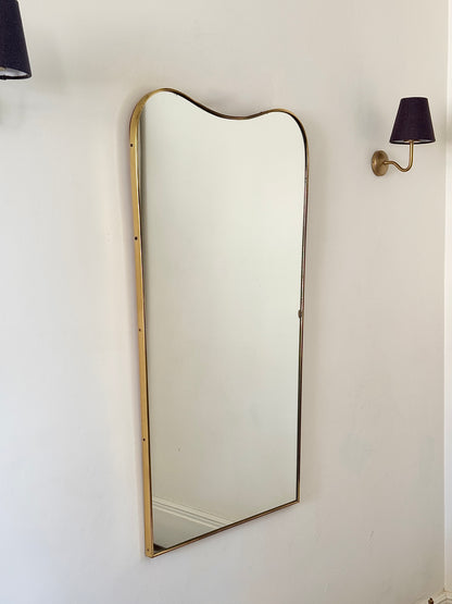 Large Italian Brass Shield Mirror, c.1960