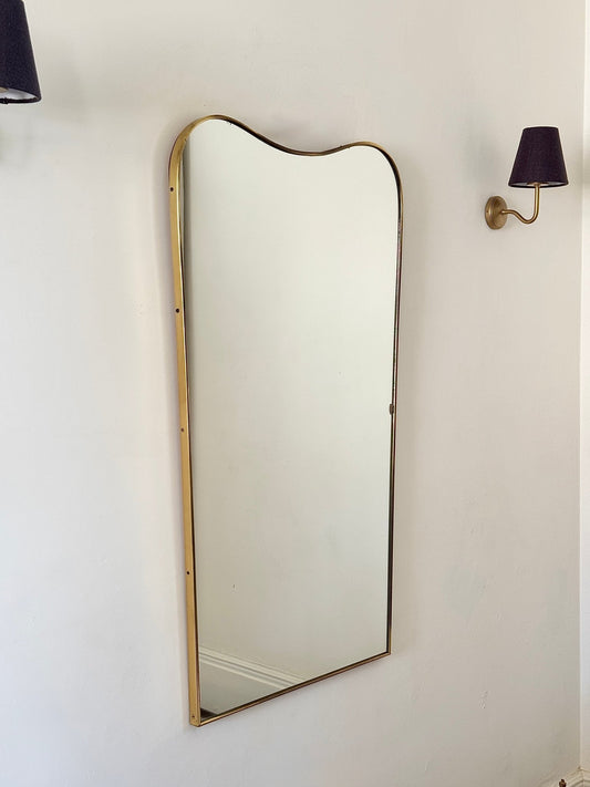 Large Italian Brass Shield Mirror, c.1960 - Club Sourced
