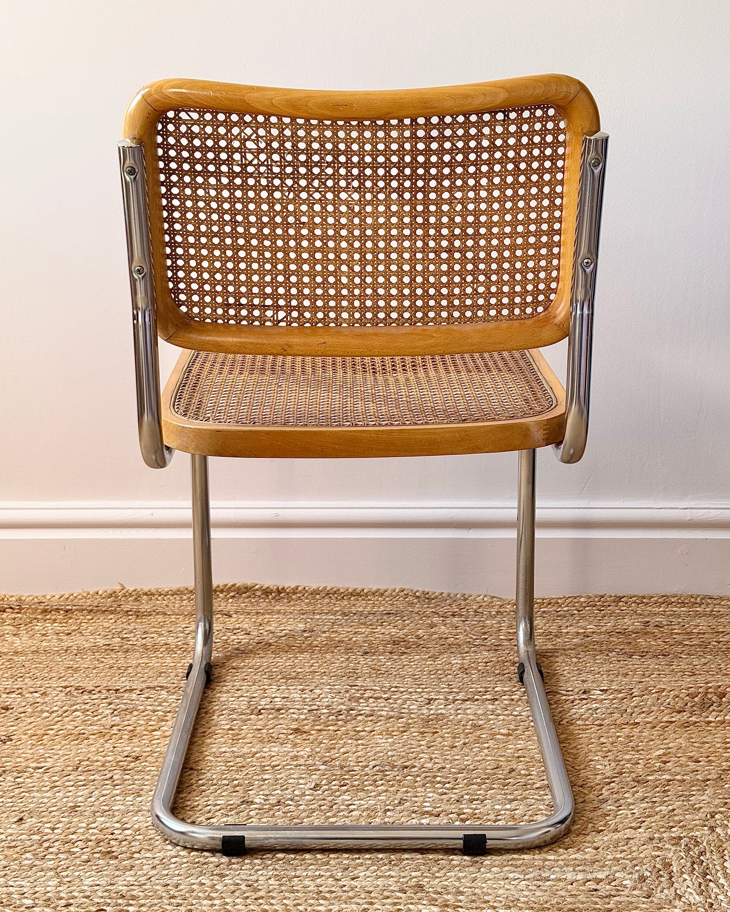 Italian Cantilever Chrome & Cane Chair in the Style of Marcel Breuer