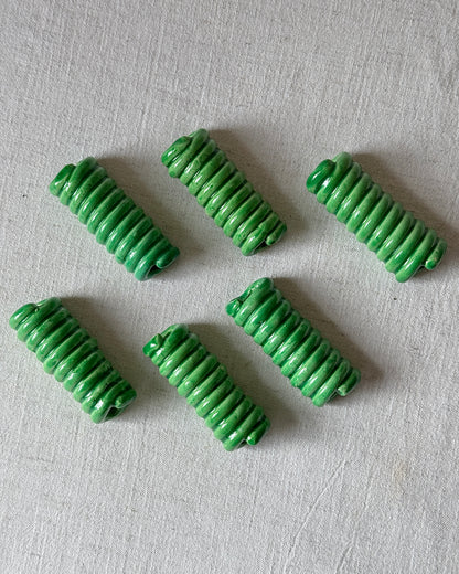 French Coiled Green Ceramic Cutlery Rests - 12 Available