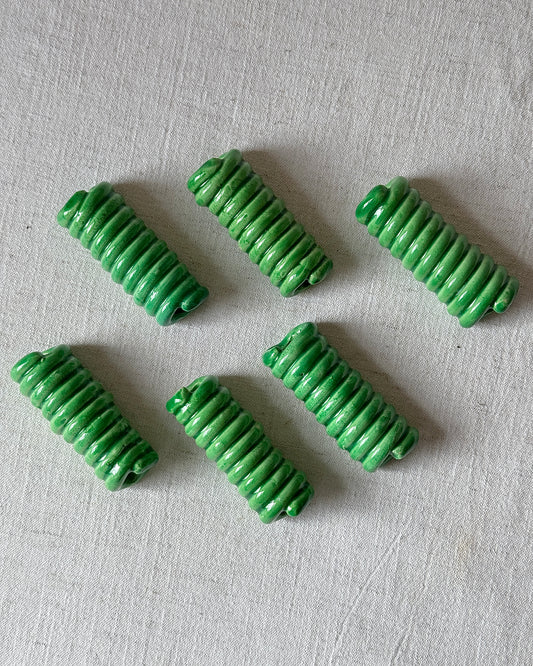 French Coiled Green Ceramic Cutlery Rests - 12 Available