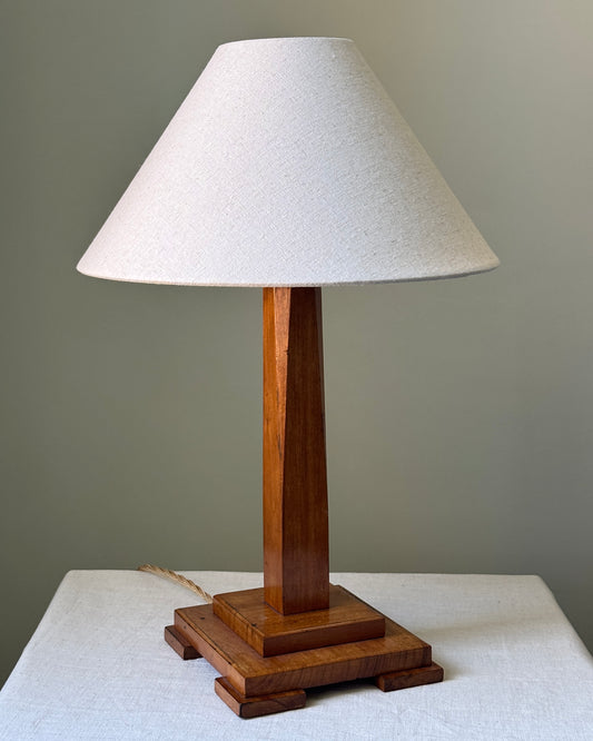 Art Deco Danish Wooden Table Lamp