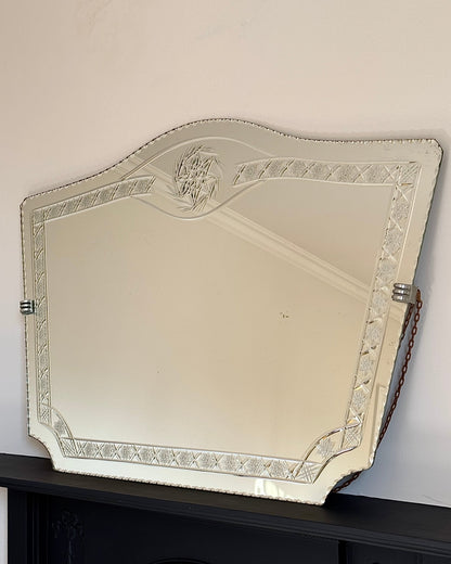 French Art Deco Star Etched Mirror - Club Sourced