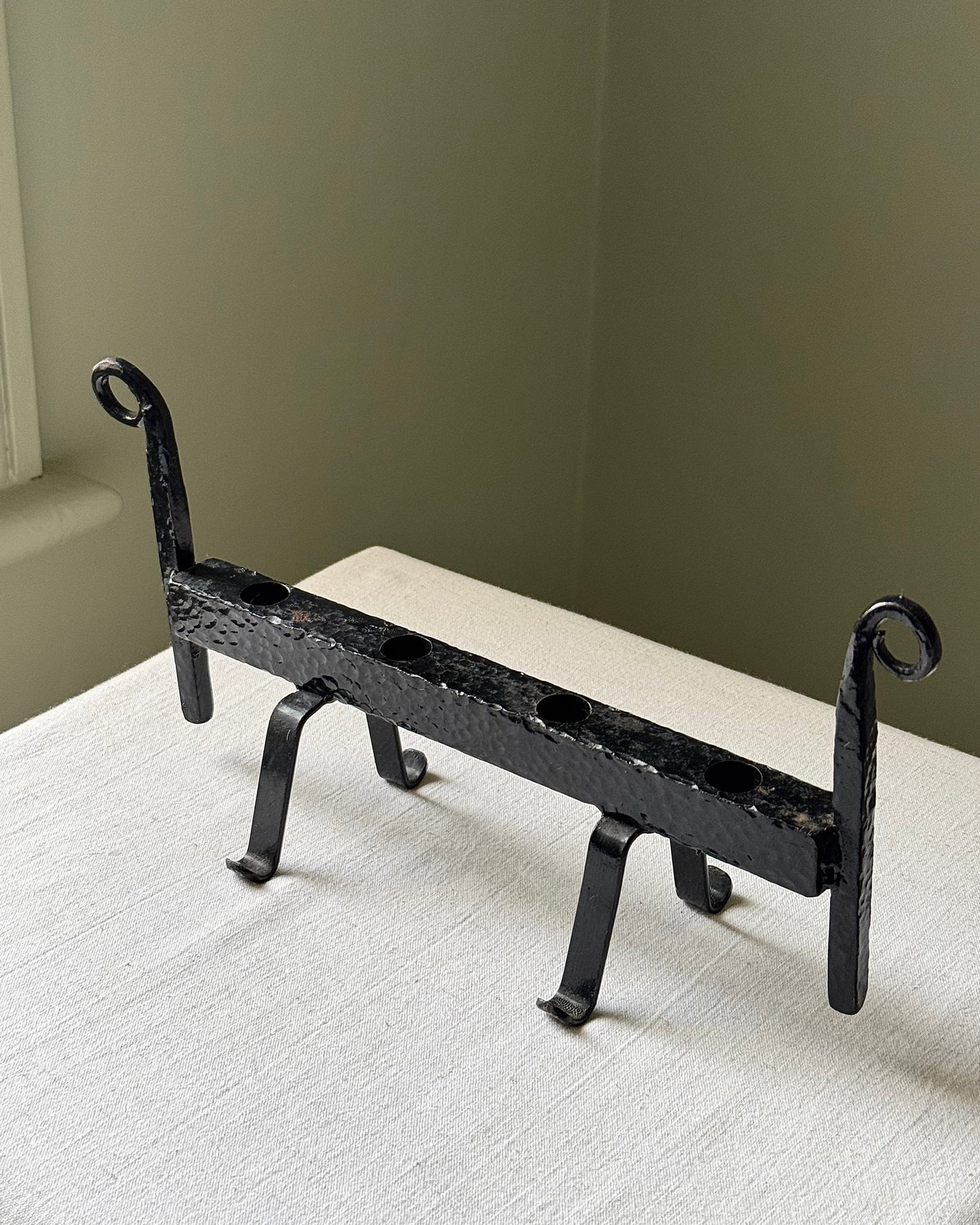 Scandinavian Hammered Iron Candlestick