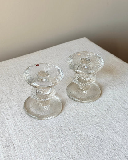 Pair of Mid-century Iittala Glass Candleholders - Club Sourced