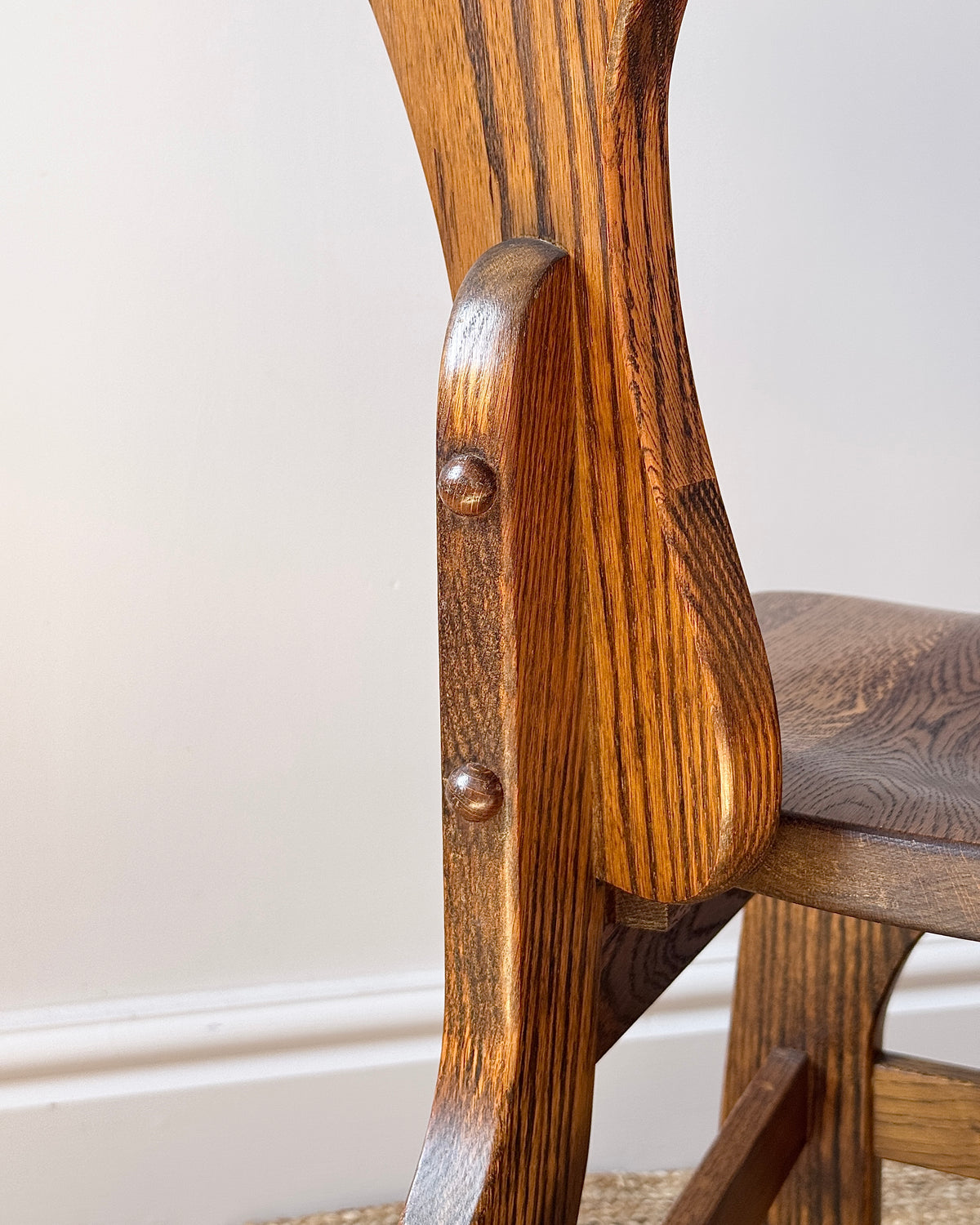 Set of 6 Belgian Oak Dining Chairs, c.1970