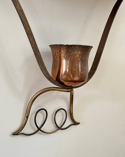 Italian Brass Sheild Mirror and Console, Attributed to Gio Ponti, c.1950s