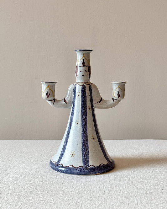 Ceramic Candlestick by Eva Jancke-Björk for Bo Fajan, Sweden 1930's