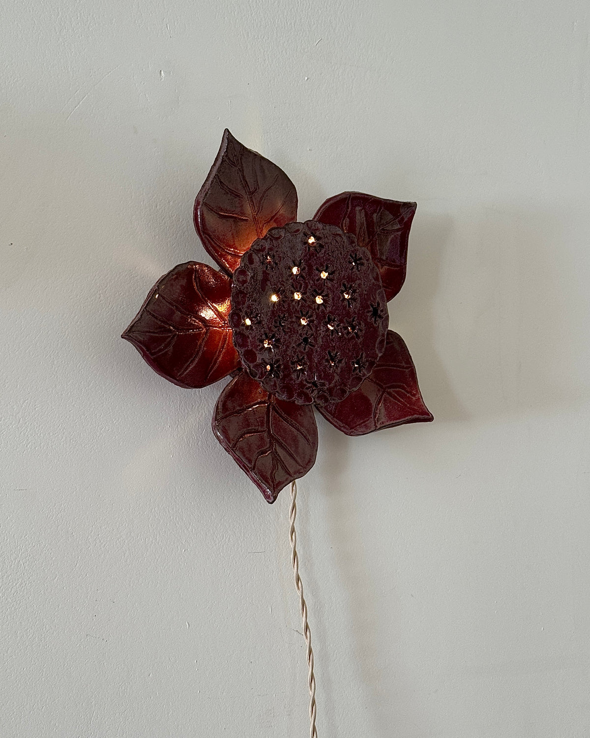 Swedish Ceramic Flower Wall Sconce, c.1970