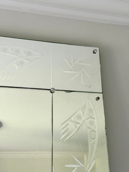 Extra Large Italian Venetian Mid-century Starburst Sectional Mirror