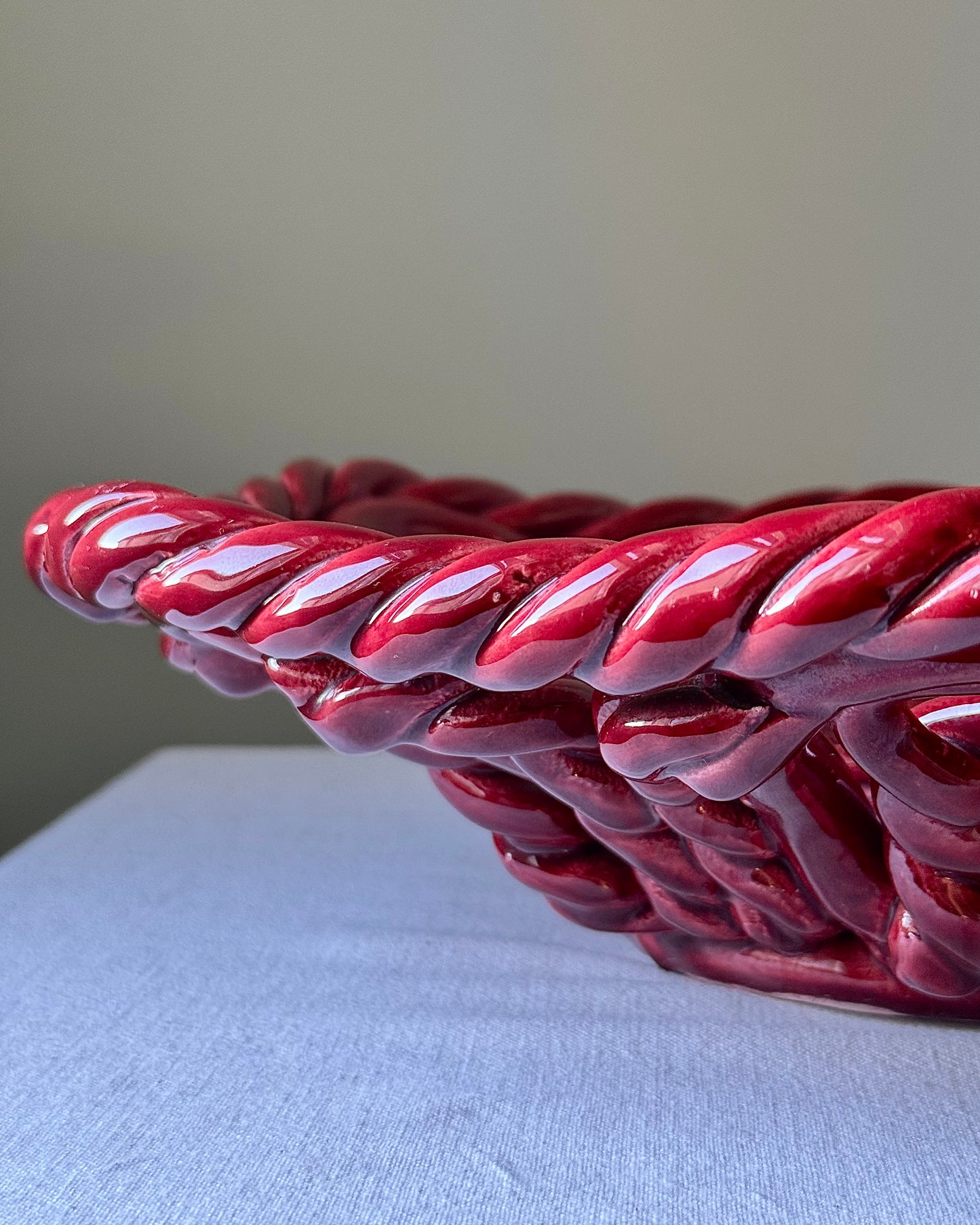 Large Glossy Red Vallauris Bowl