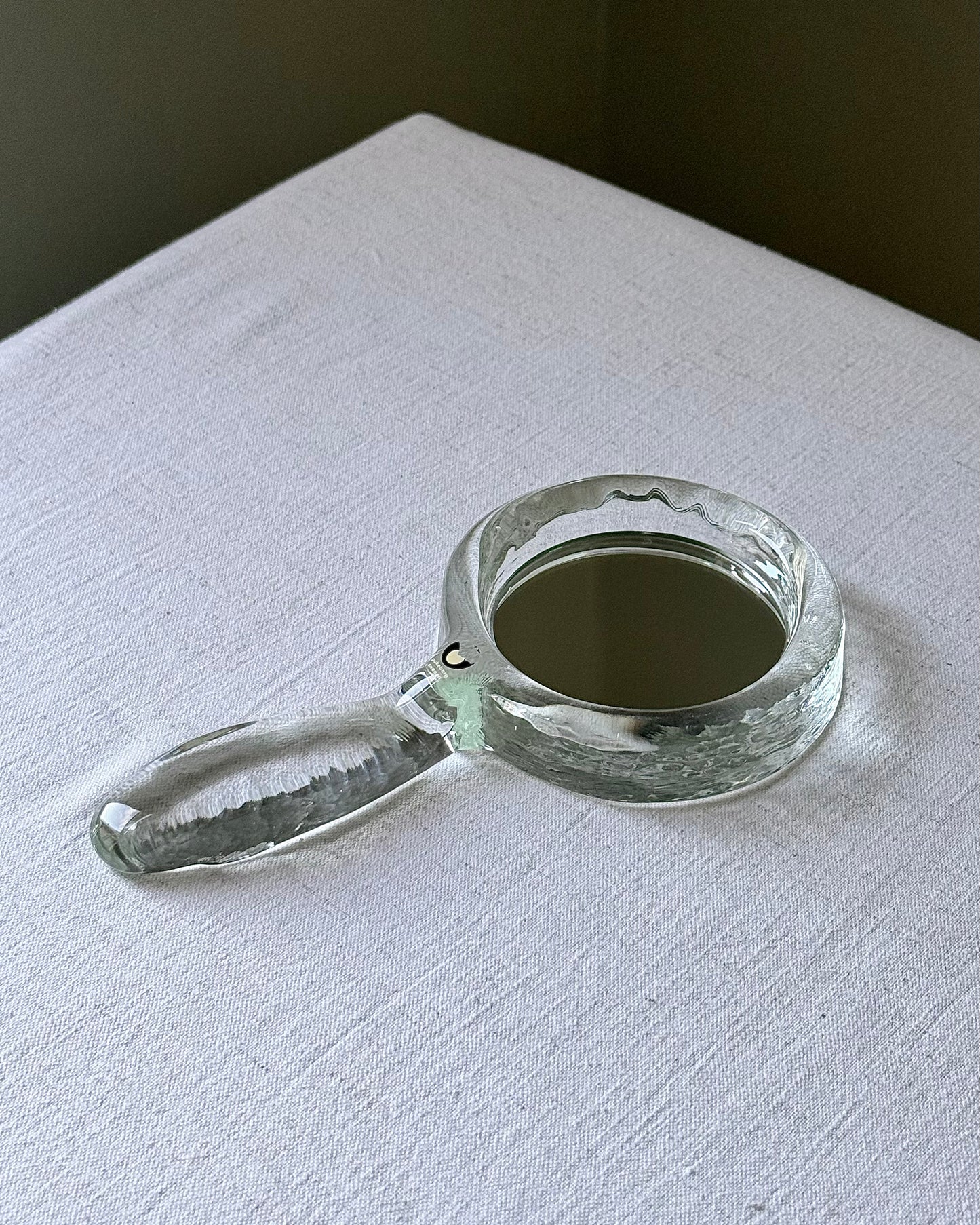 Mid-Century Pukeberg Swedish Glass Hand Mirror