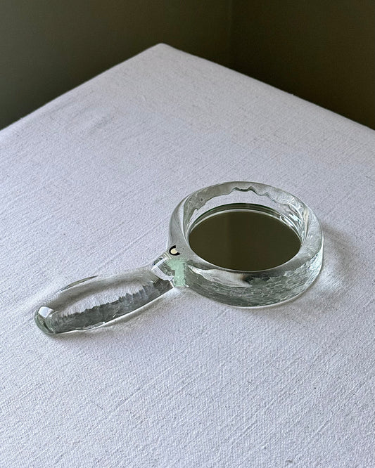 Mid-Century Pukeberg Swedish Glass Hand Mirror