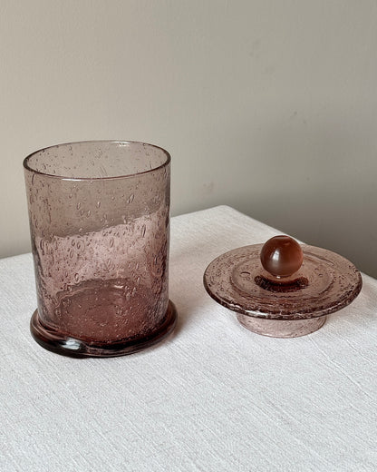 Biot Amethyst Bubble Glass Lidded Jar, c.1970s