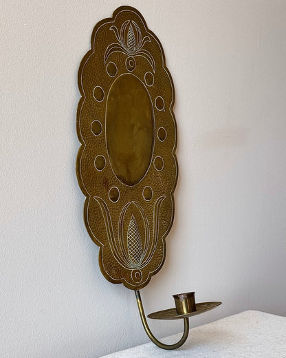 Swedish Hammered Brass Candle Sconce - Club Sourced