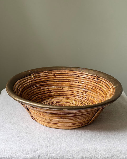 Italian Pencil Reed & Brass Bowl