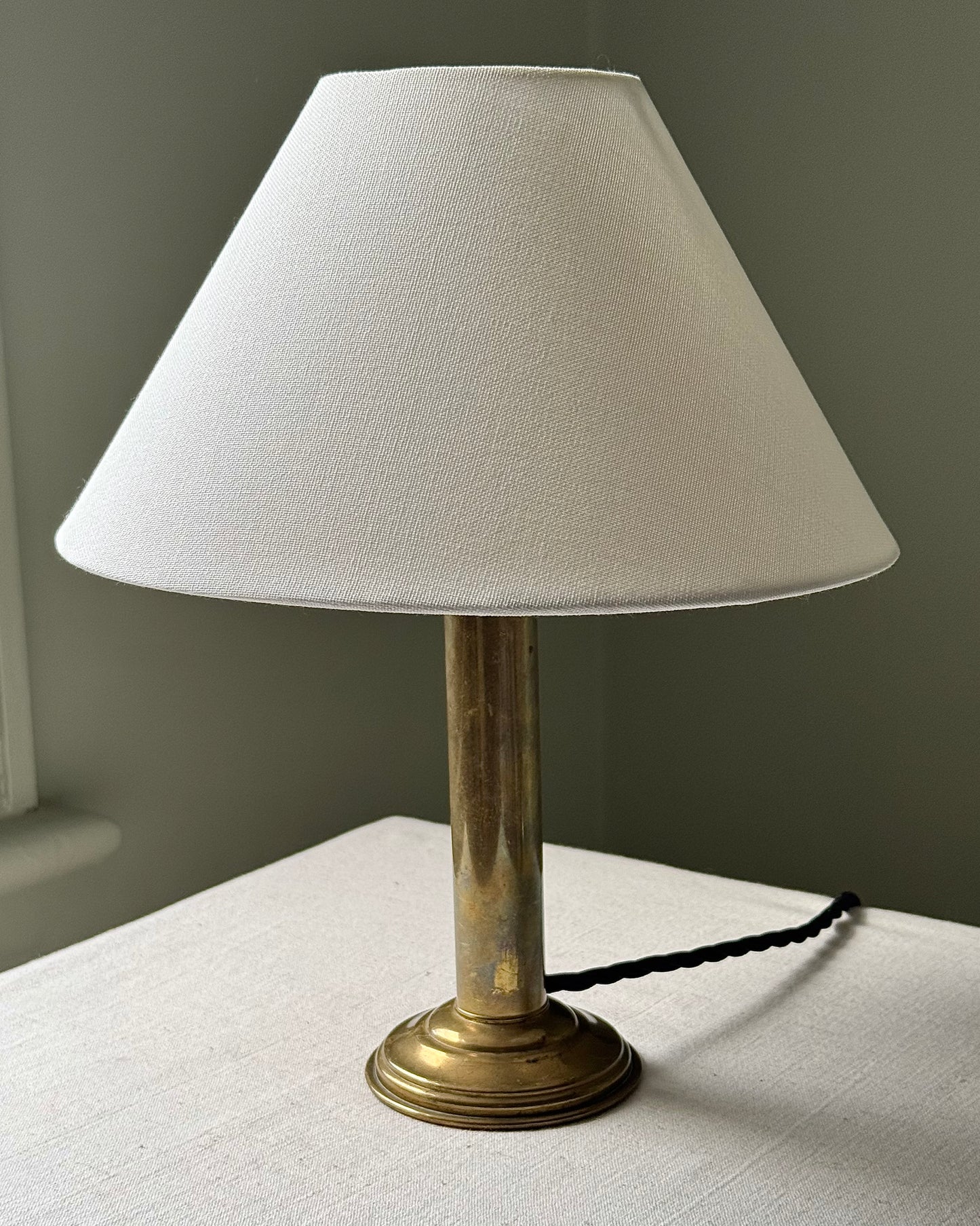 Vintage French Brass Column Table Lamp