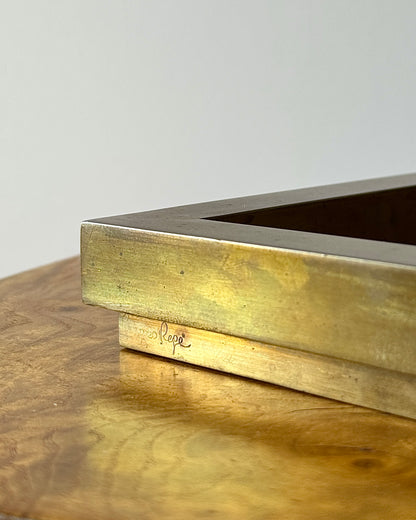 Brass and Smoked Glass Catch-all by Romeo Rega c.1970s