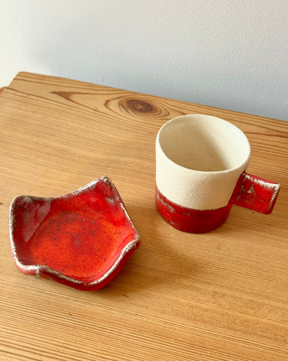 French Studio Pottery Post-Modern Ceramic Teacup Set