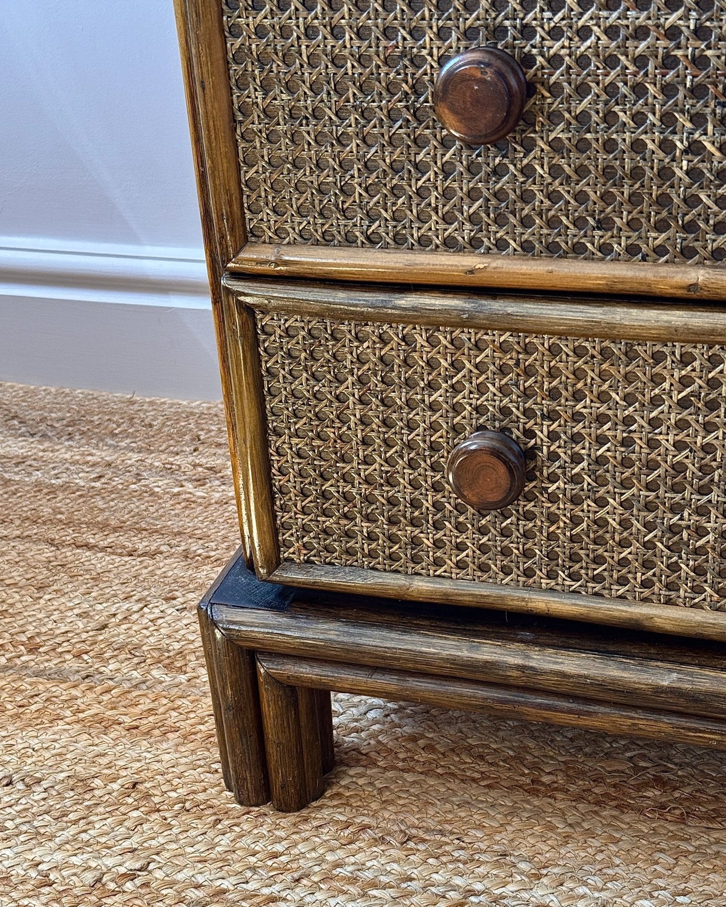 Cane & Bamboo Chest of Drawers, Attributed to Roche Bobois - Club Sourced