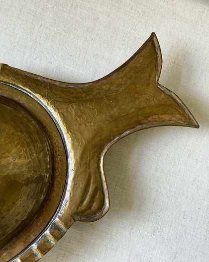 Arts & Crafts Hammered Brass Fish Serving Dish