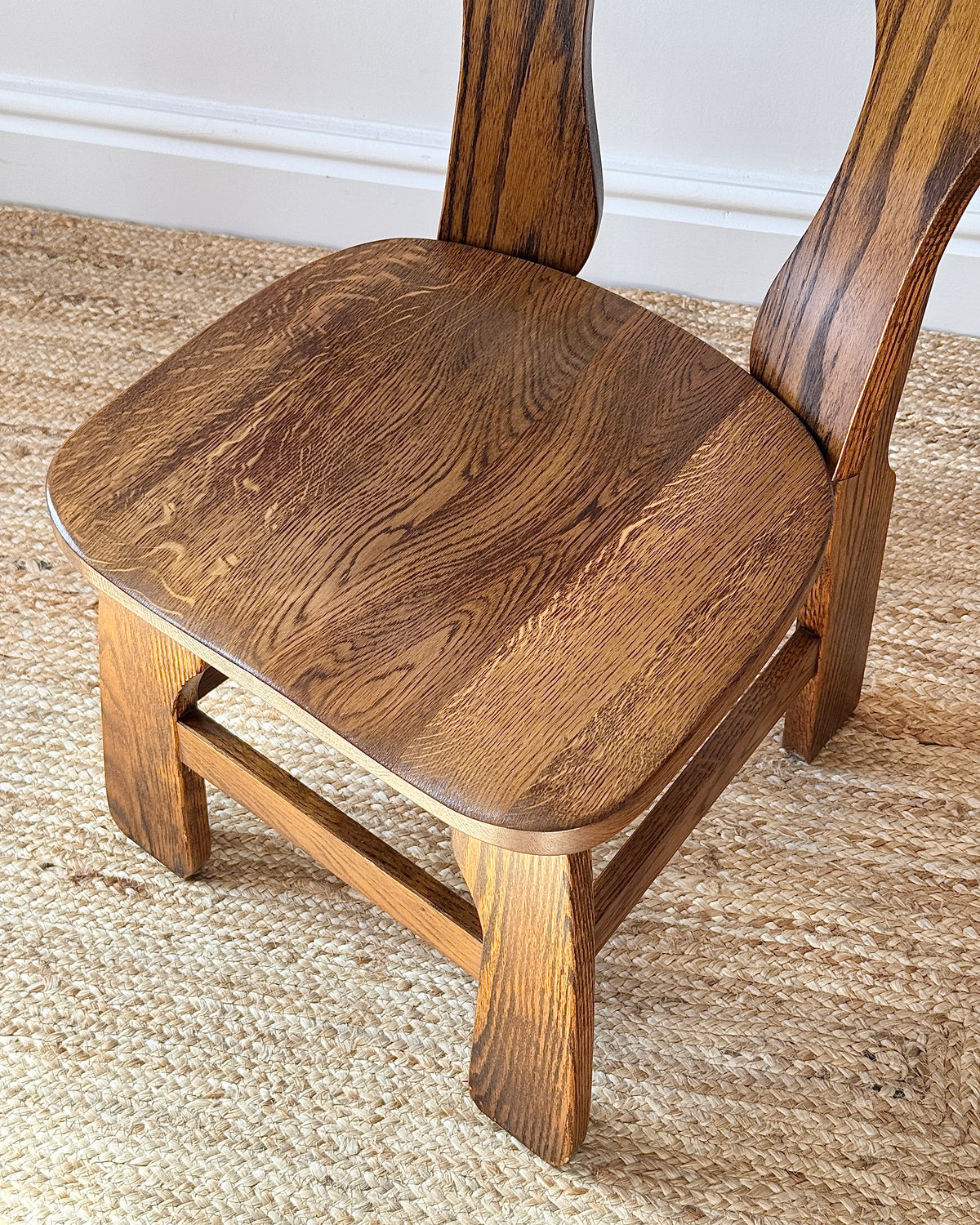 Set of 6 Belgian Oak Dining Chairs, c.1970