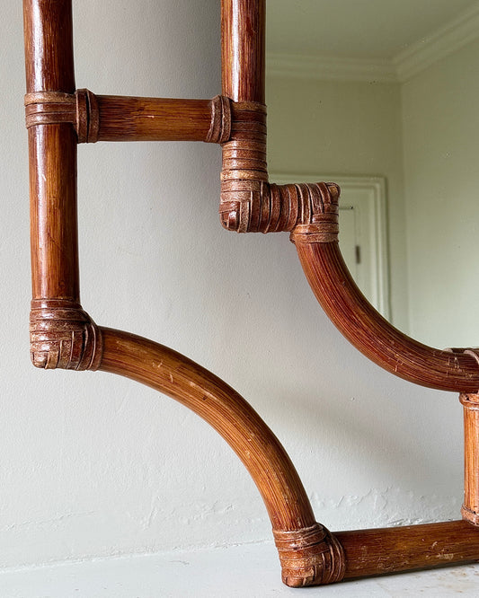 French Vintage Bamboo Pagoda Sectional Mirror