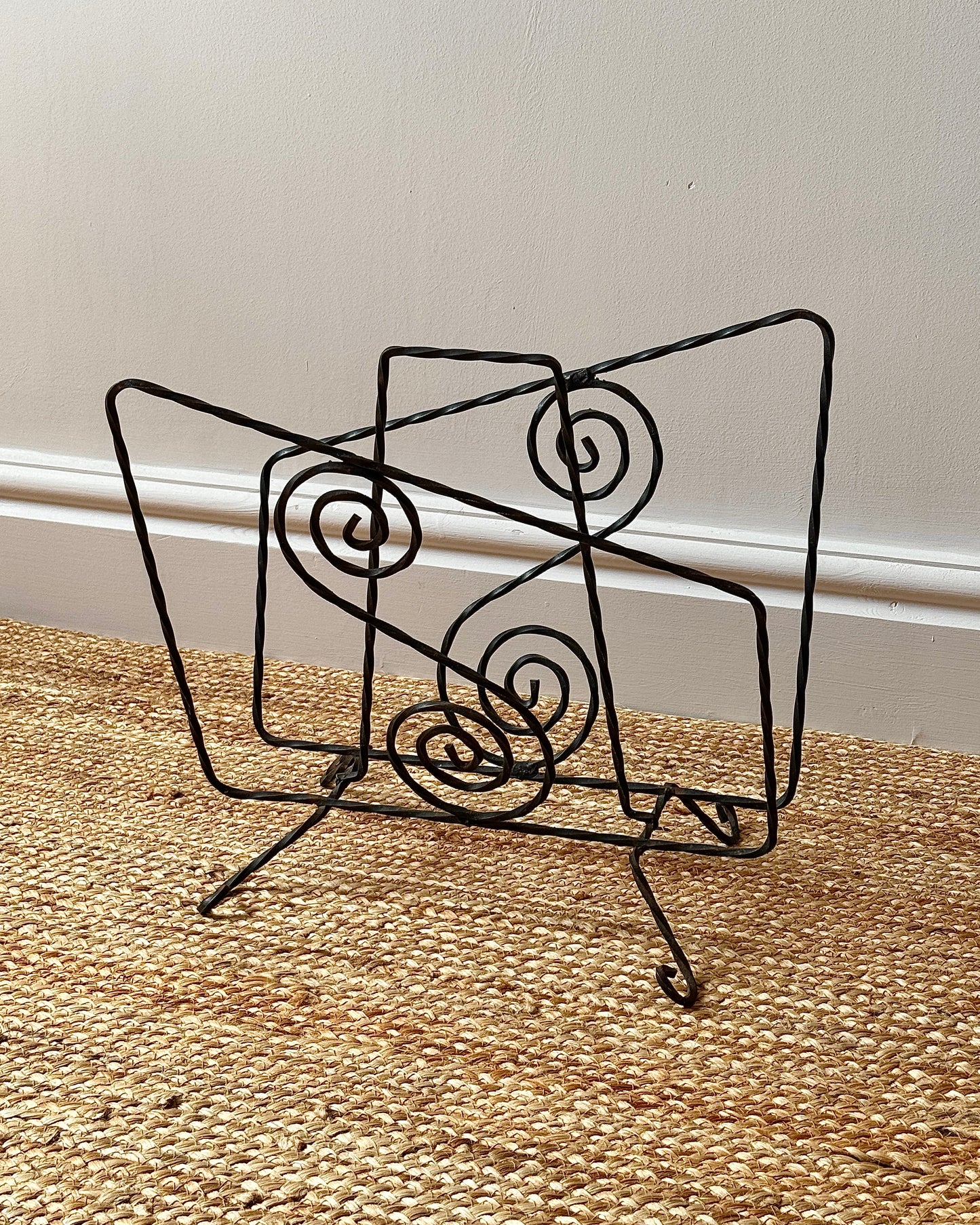 Wrought Iron Asymetric Spiral Magazine Rack