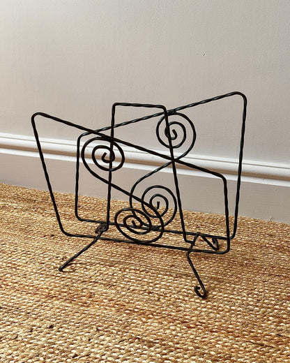 Wrought Iron Asymetric Spiral Magazine Rack