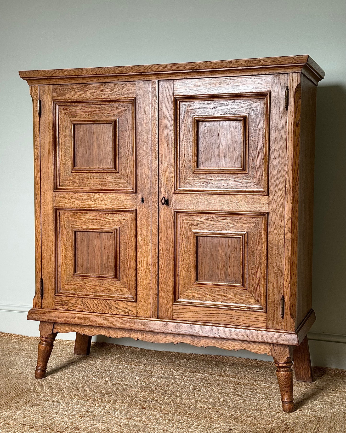 Geometric Oak Danish Cabinet Sideboard, Circa 1930’s