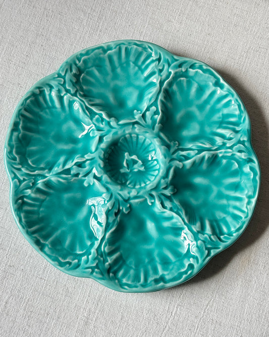 Turquoise Glaze Oyster Plates by Gien