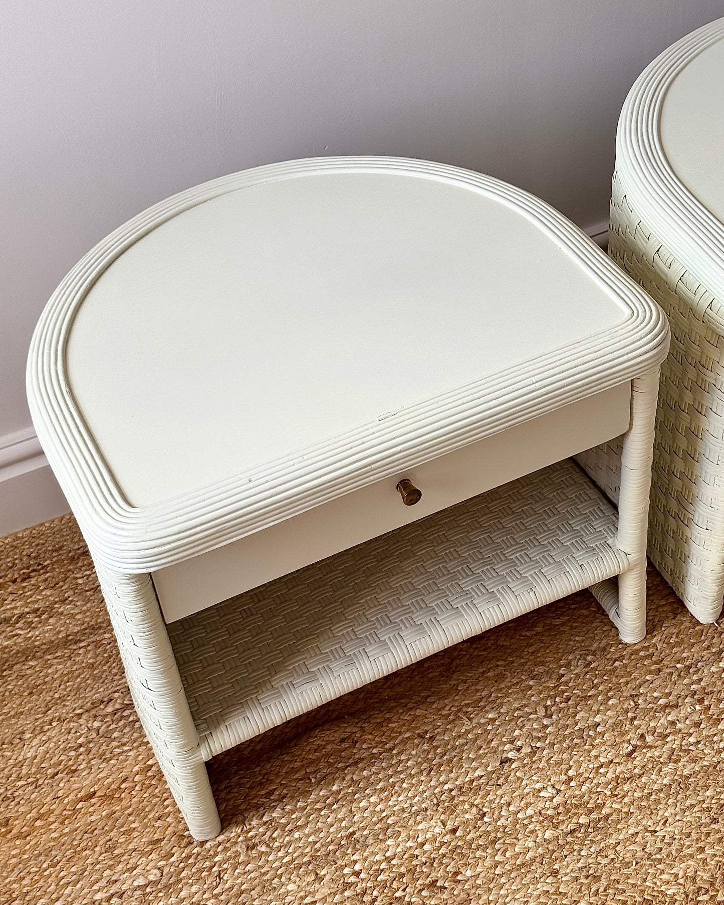 Pair of Swedish Wicker Bedside Tables, circa 1970